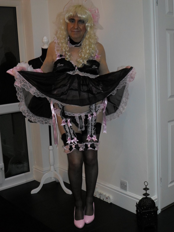 Mincing Prissy Sissy showing off her lingerie